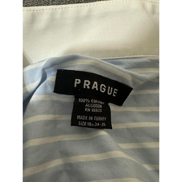 Prague Striped Men's Size 18 34-35 Long Sleeve Shirt - Picture 3 of 7